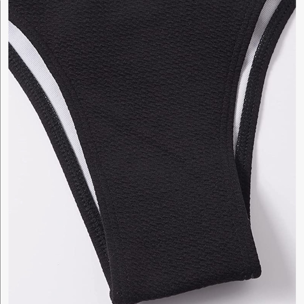 🎉New Sexy Push Up Underwire Solid Black Padded Buckle One Piece Swimsuit - Picture 5 of 7